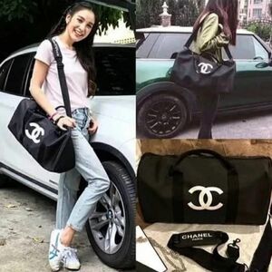 Chanel Black Travel Duffle Bag - Classic Logo Weekend Bag